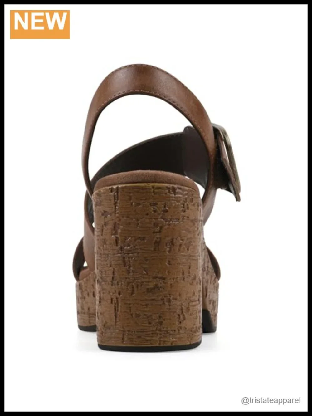Women's Platform Sandal with Molded Cork Bottom & Buckle Closure